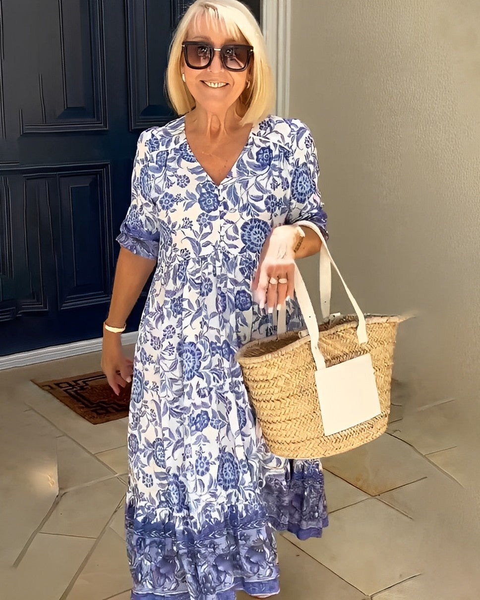 Candice | Graceful V-Neck Floral Dress
