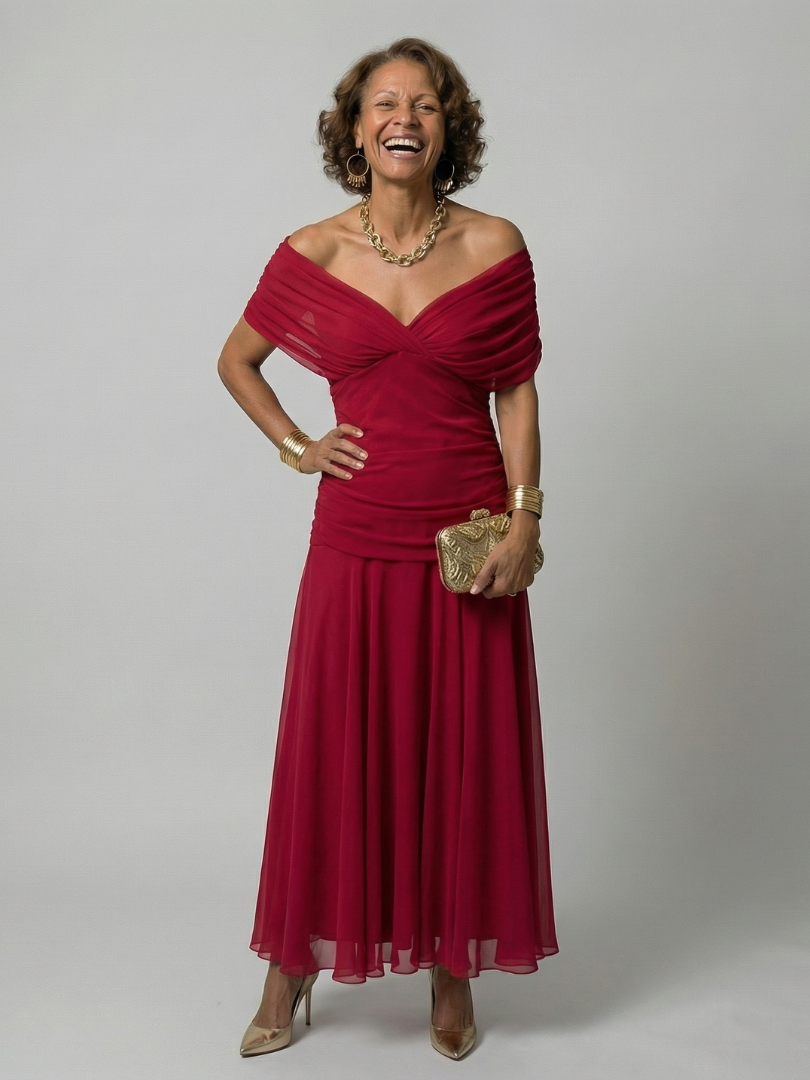 Calen | Off Shoulder Flowing Midi Dress