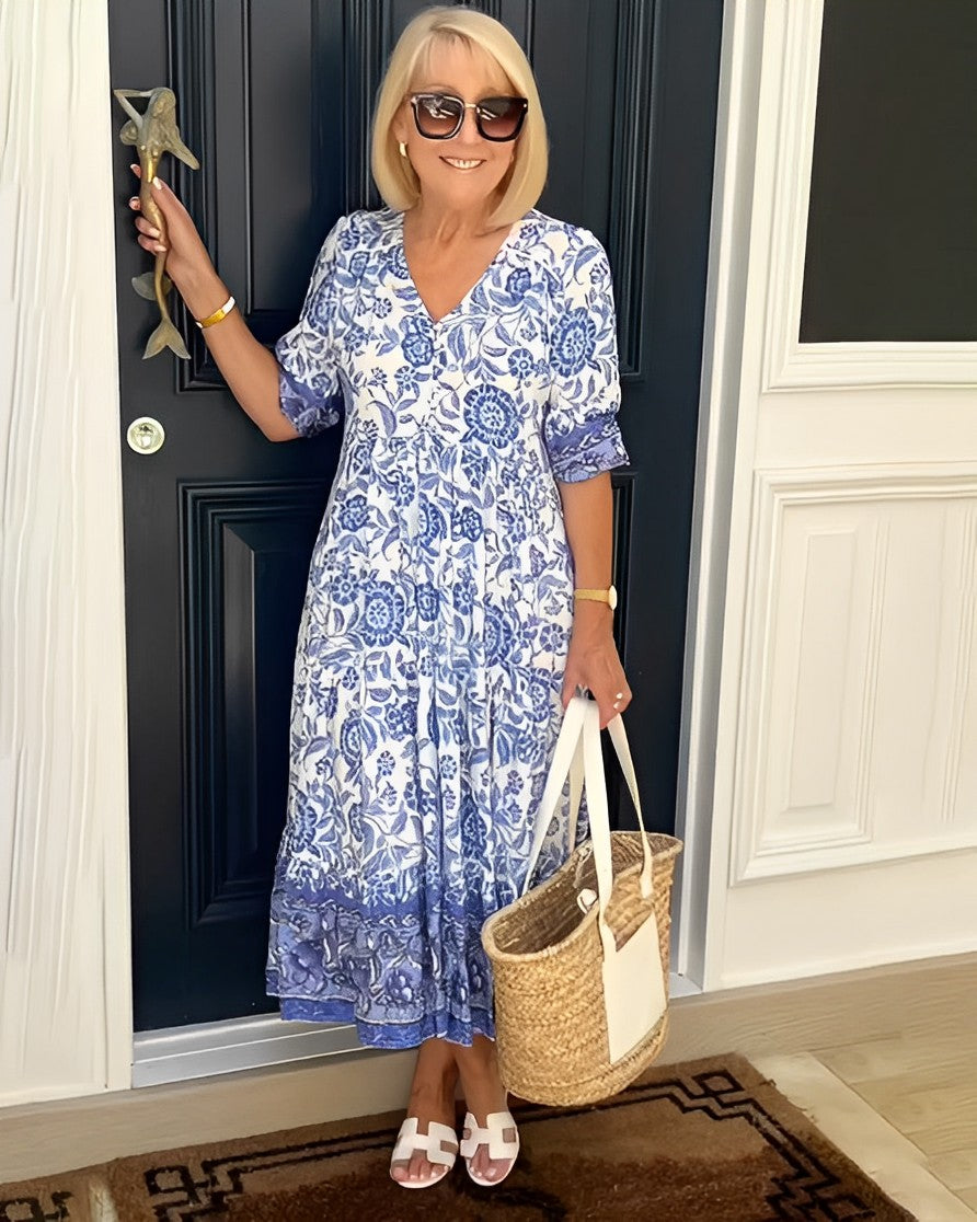 Candice | Graceful V-Neck Floral Dress