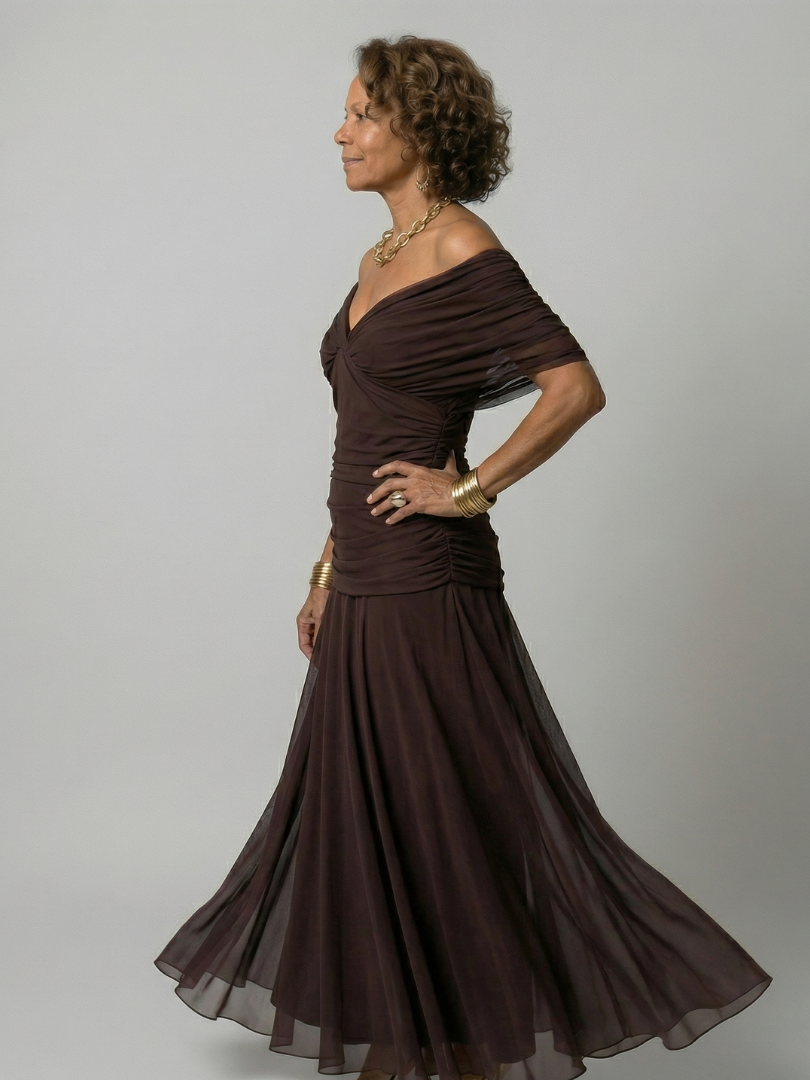 Calen | Off Shoulder Flowing Midi Dress