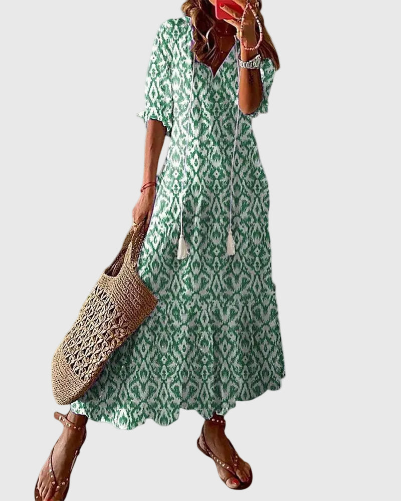 Sofia | Boho Vintage Sommar Maxiklänning