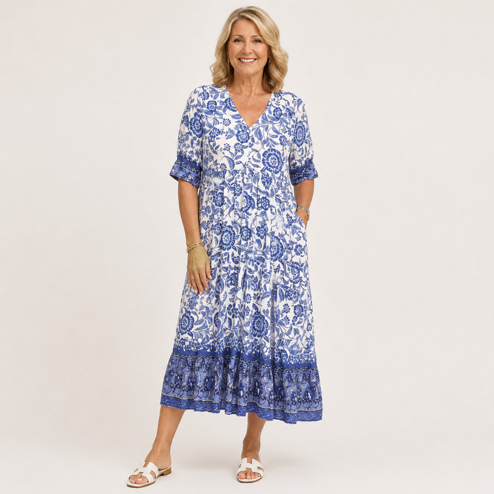 Keisha | Graceful V-Neck Floral Dress