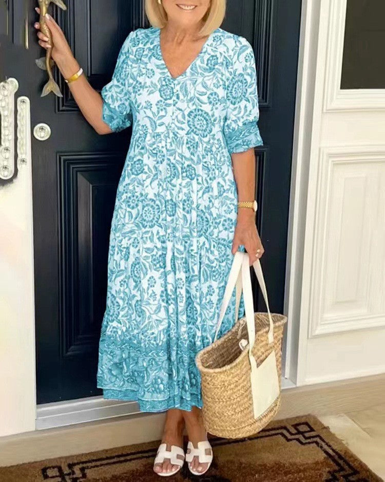 Candice | Graceful V-Neck Floral Dress
