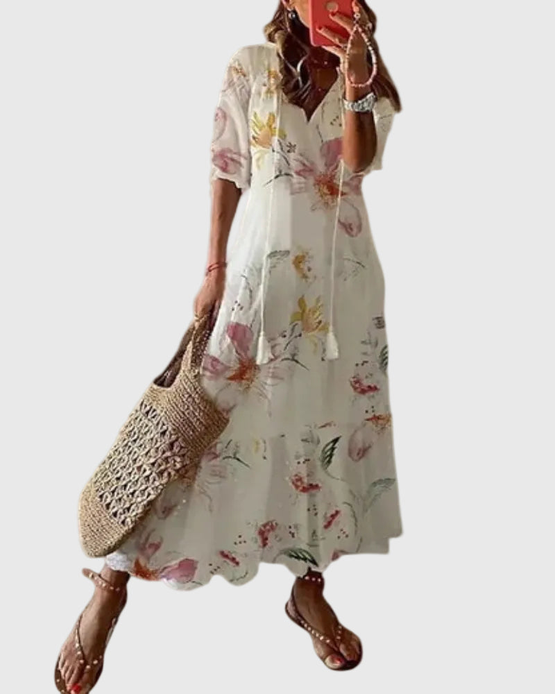 Sofia | Boho Vintage Sommar Maxiklänning