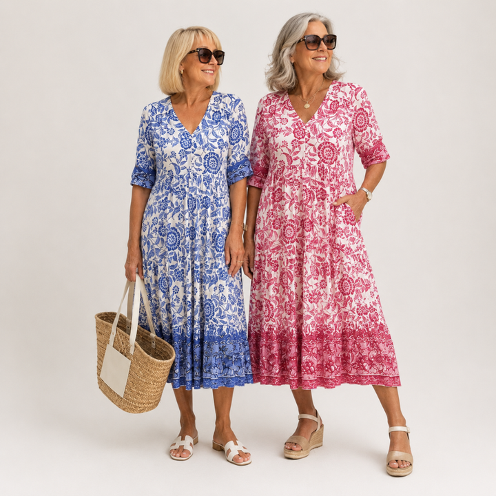 Keisha | Graceful V-Neck Floral Dress