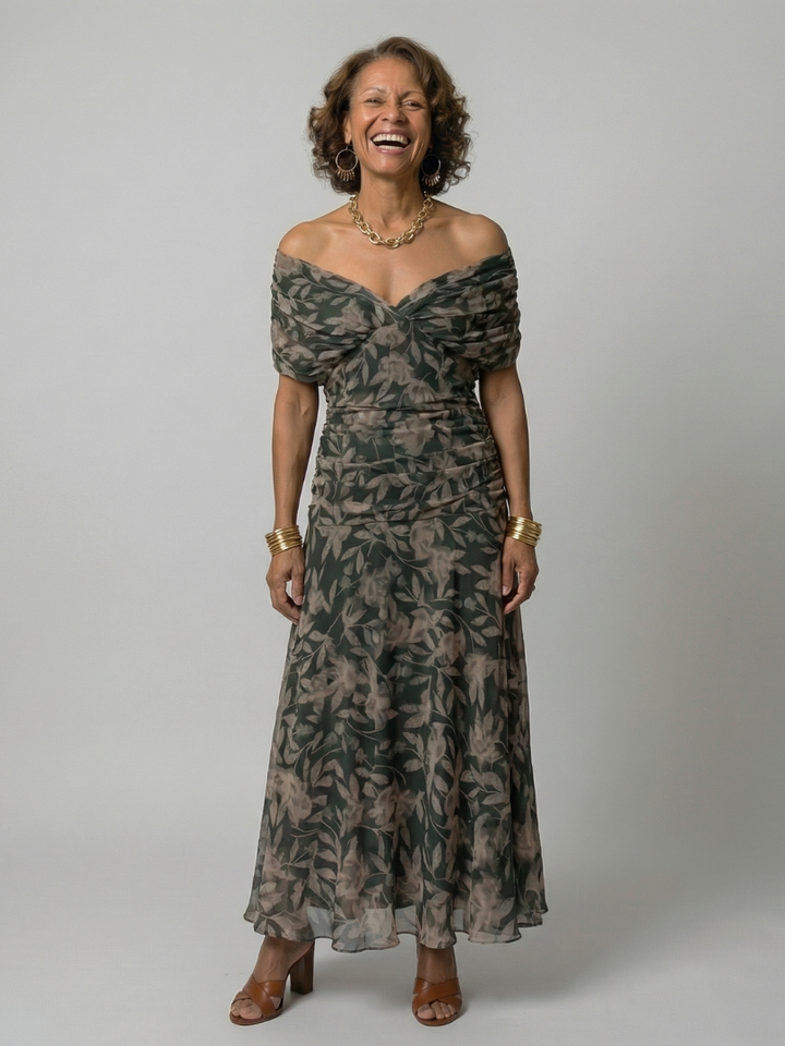 Calen | Off Shoulder Flowing Midi Dress