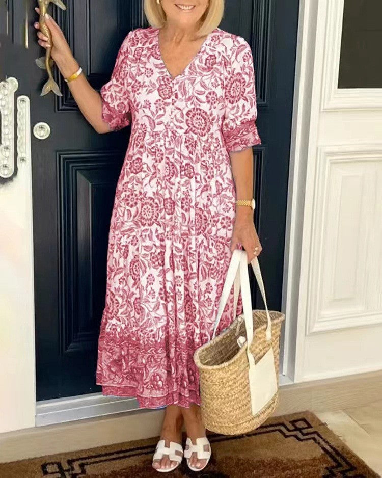 Candice | Graceful V-Neck Floral Dress