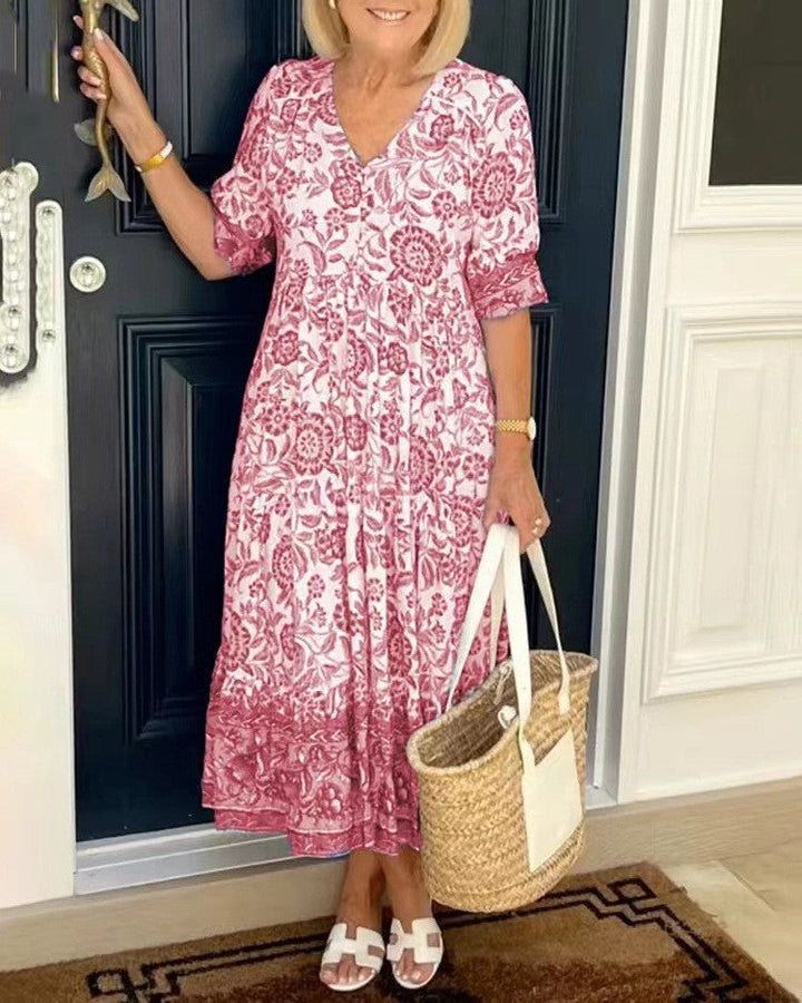 Candice | Graceful V-Neck Floral Dress