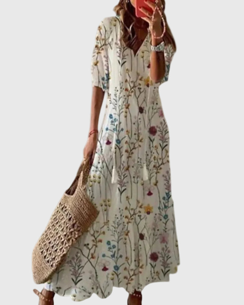 Sofia | Boho Vintage Sommar Maxiklänning