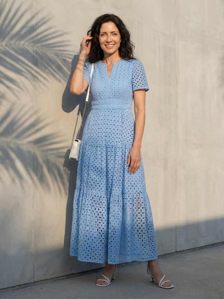 Brielle | V-Neck Short-Sleeve Layered Midi Dress
