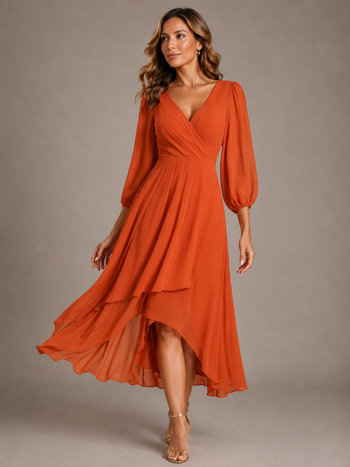Mia™ | Elegant V-Neck Long Dress