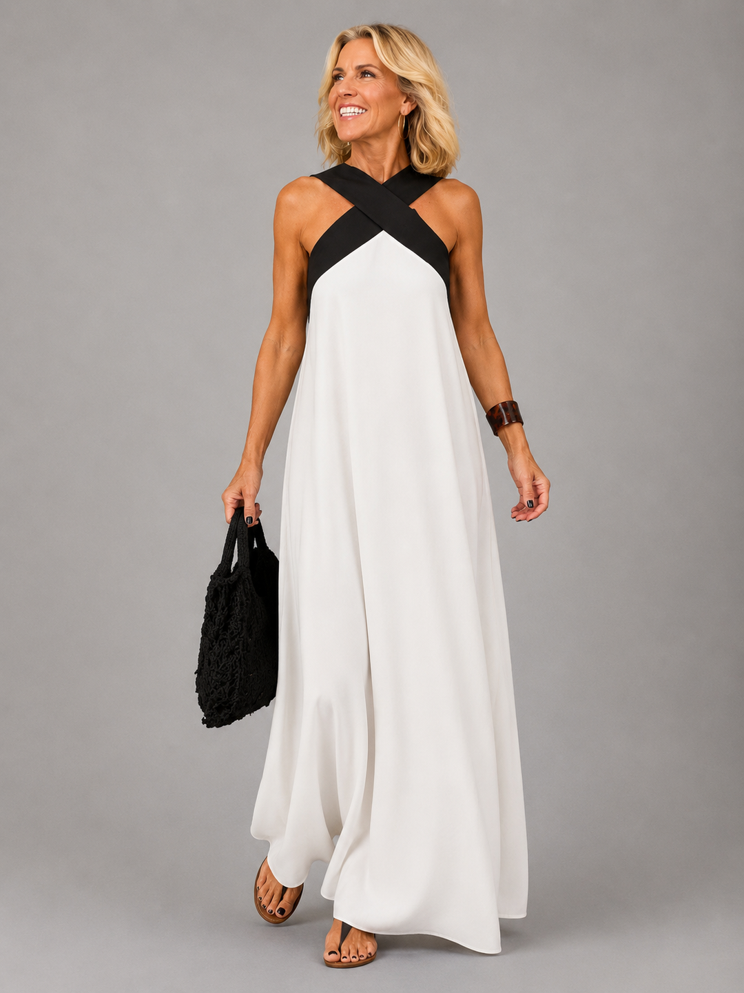 Velora™ | Crossed Elegance Maxi Dress