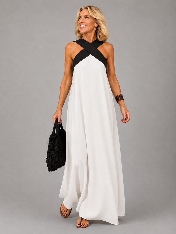Velora™ | Crossed Elegance Maxi Dress
