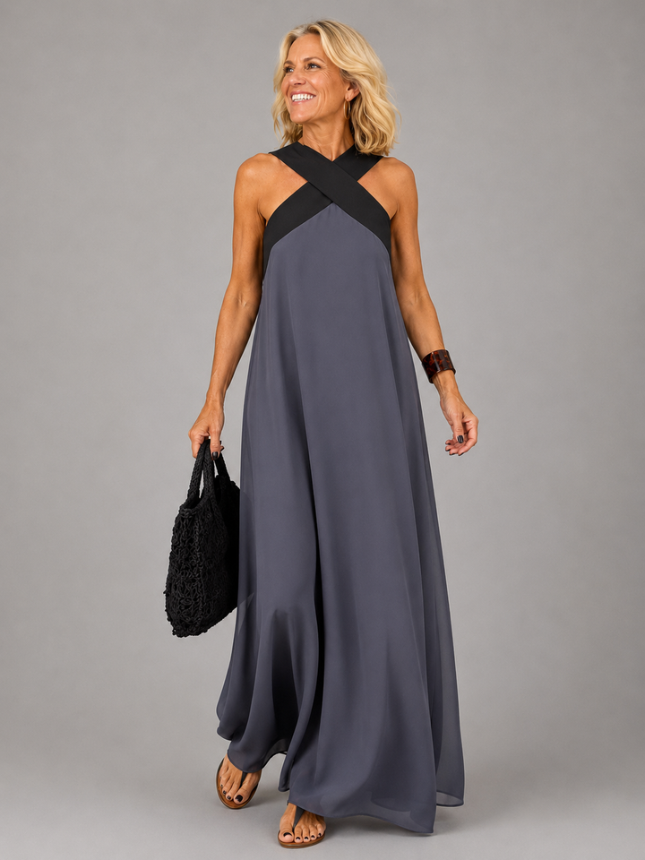 Velora™ | Crossed Elegance Maxi Dress