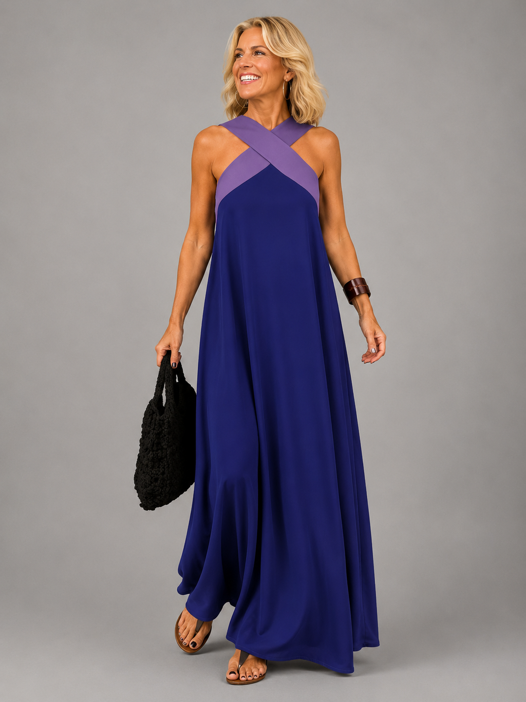 Velora™ | Crossed Elegance Maxi Dress