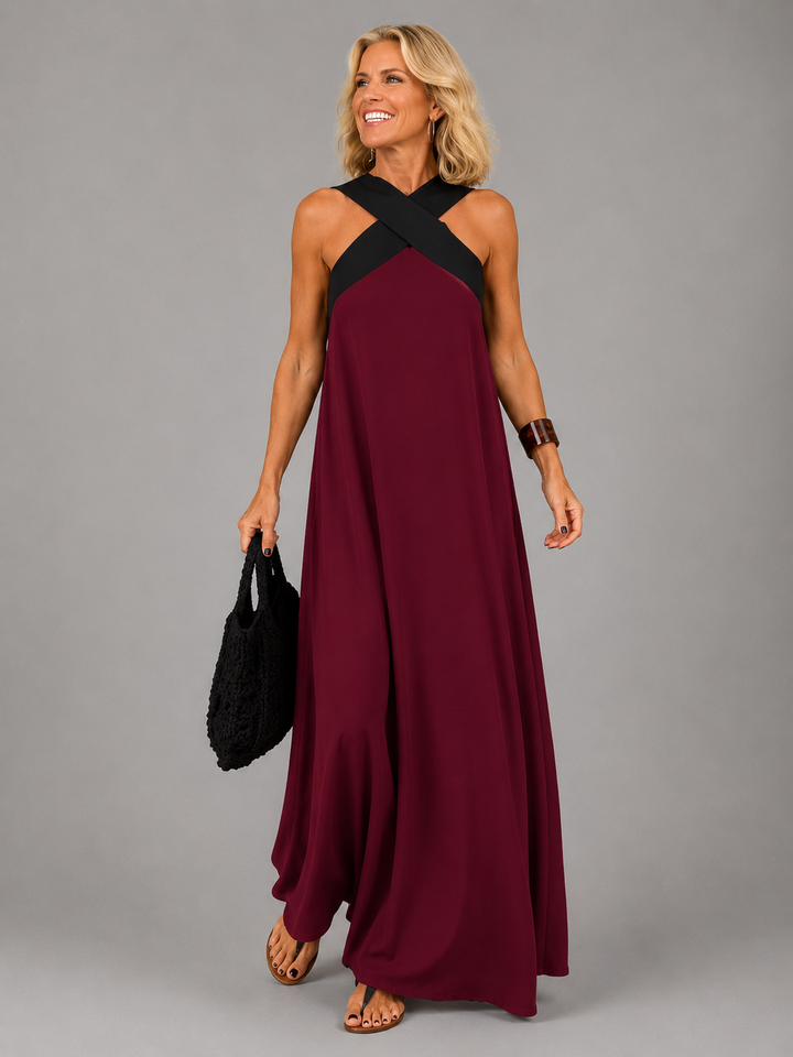 Velora™ | Crossed Elegance Maxi Dress