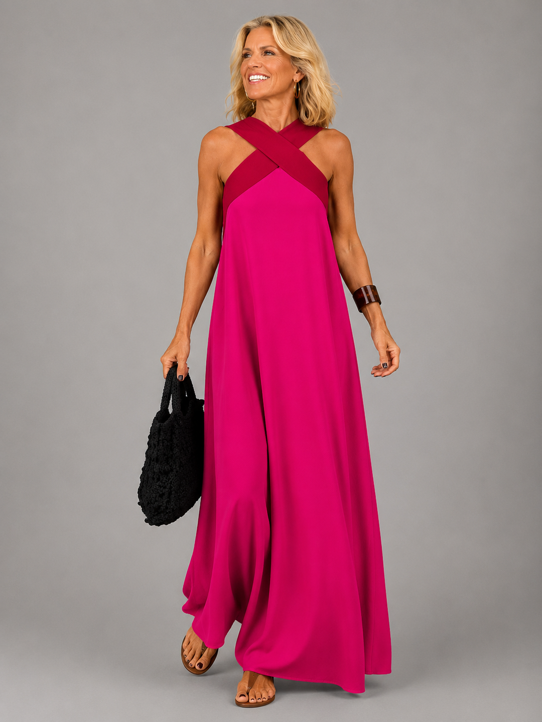 Velora™ | Crossed Elegance Maxi Dress