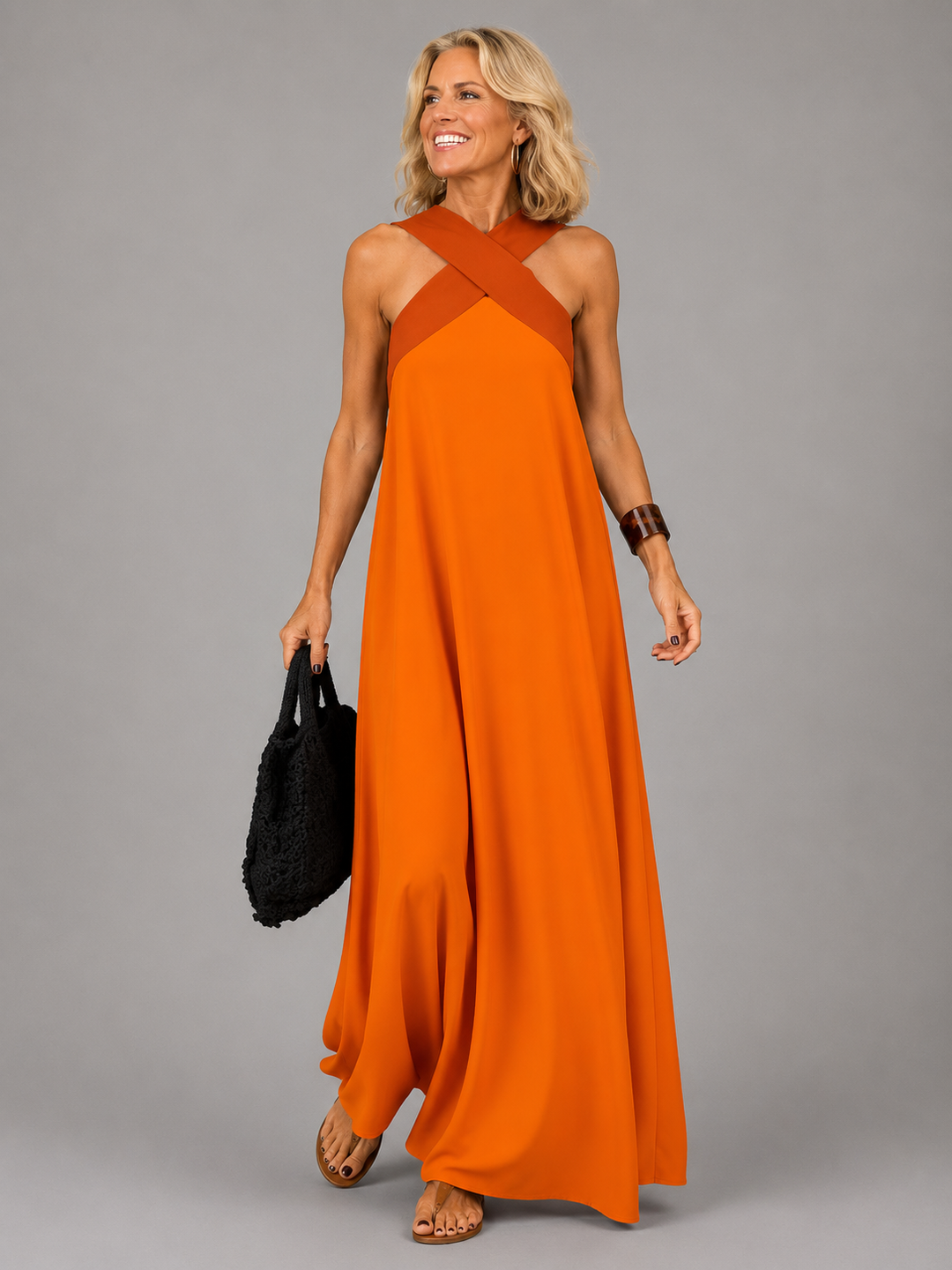 Velora™ | Crossed Elegance Maxi Dress