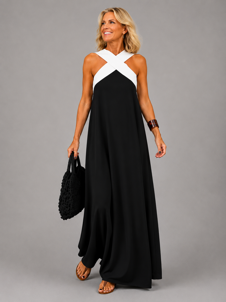 Velora™ | Crossed Elegance Maxi Dress