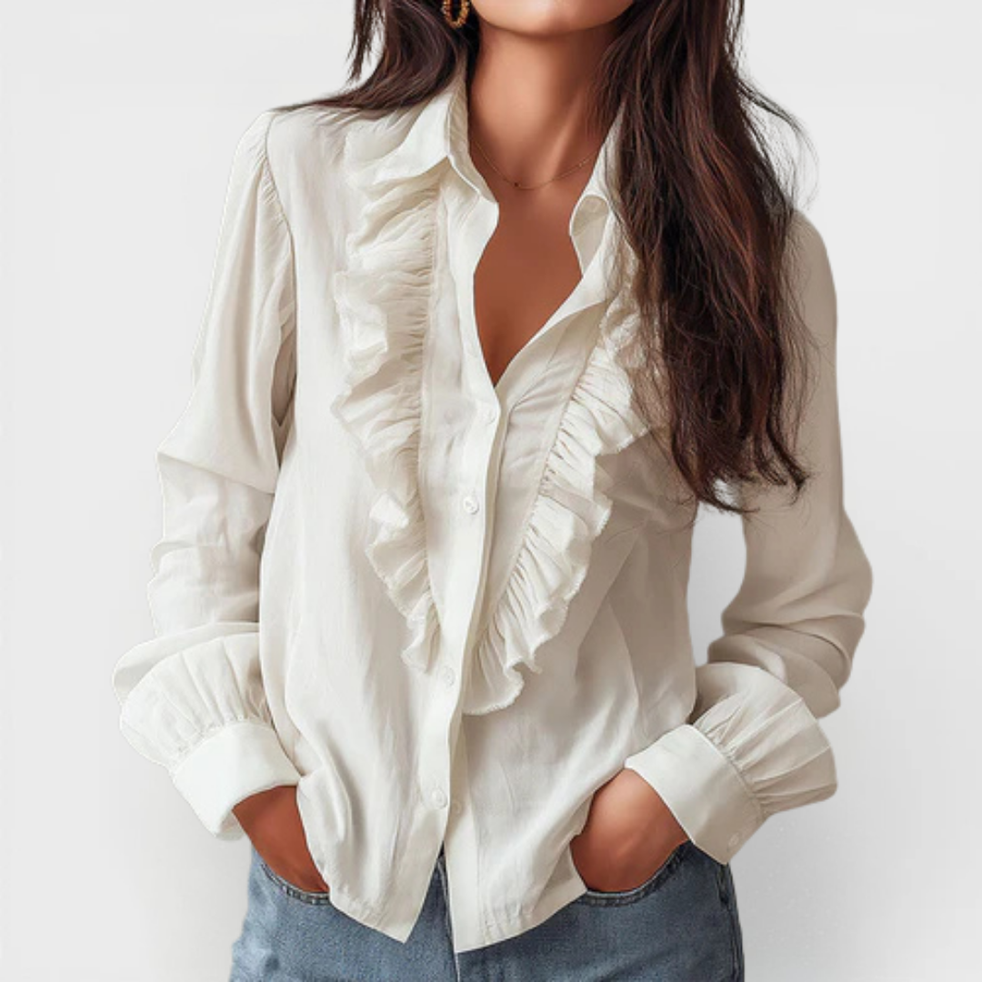 Anna | Simple Ruffle Blouse with Reversible Design