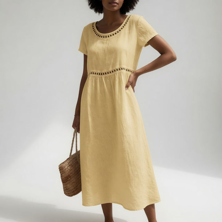 AUBREY | Midi Dress with Eyelet Waist Detail