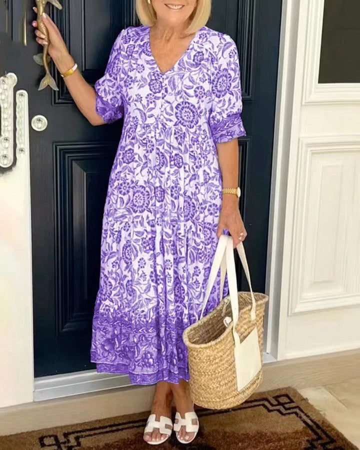 Candice | Graceful V-Neck Floral Dress