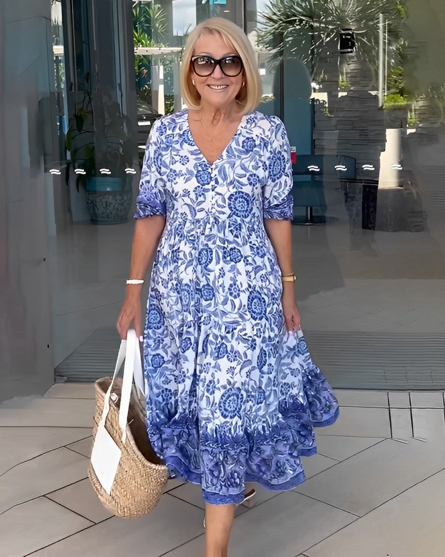 Candice | Graceful V-Neck Floral Dress