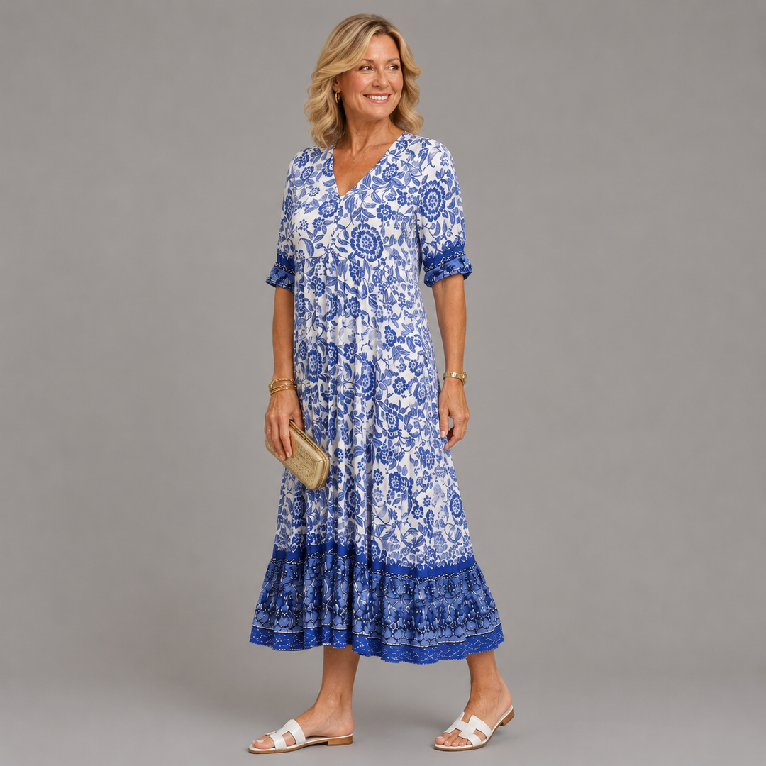 Keisha | Graceful V-Neck Floral Dress