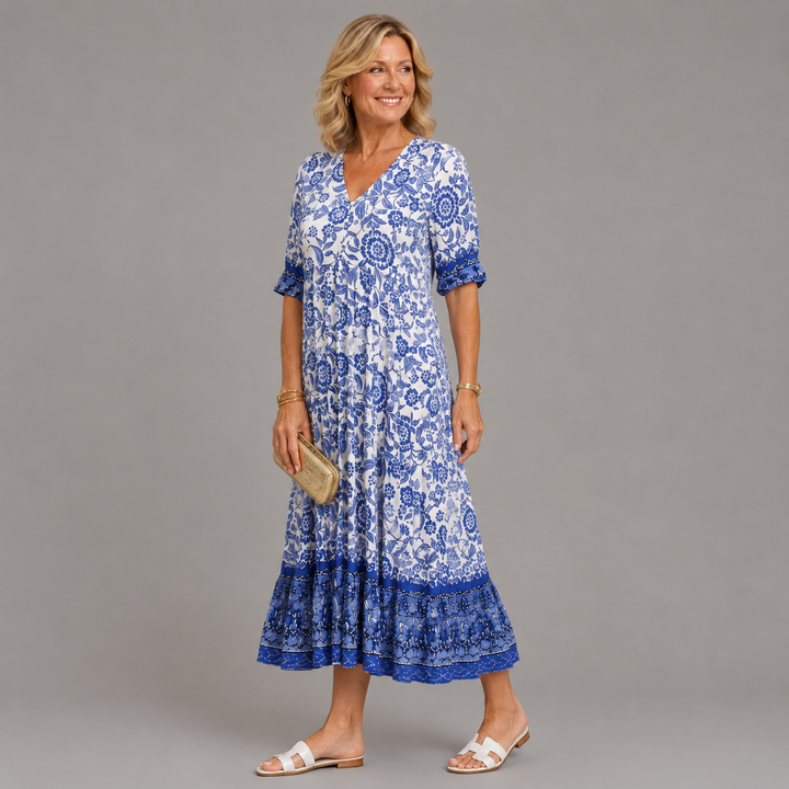 Keisha | Graceful V-Neck Floral Dress