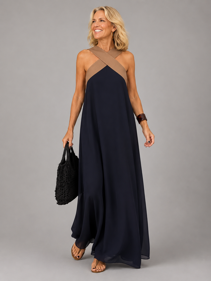 Velora™ | Crossed Elegance Maxi Dress