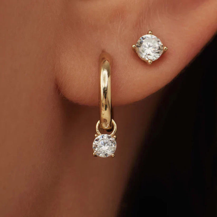 Elegant Larmes de Lune Guld Sten Örhänge Set